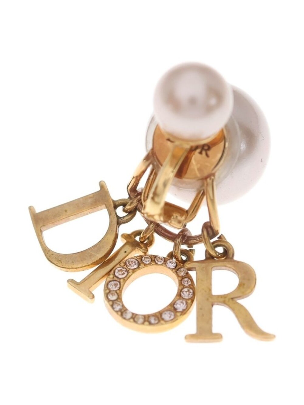Dior Tribal Faux Pearl Single Earring Gold Plated